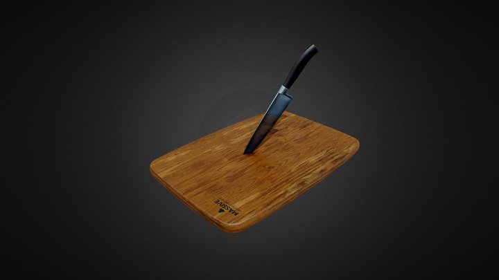 Knife and cutting board 3D Model