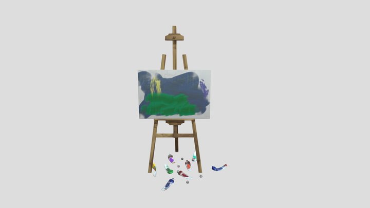 Stylized wooden easel 3D Model