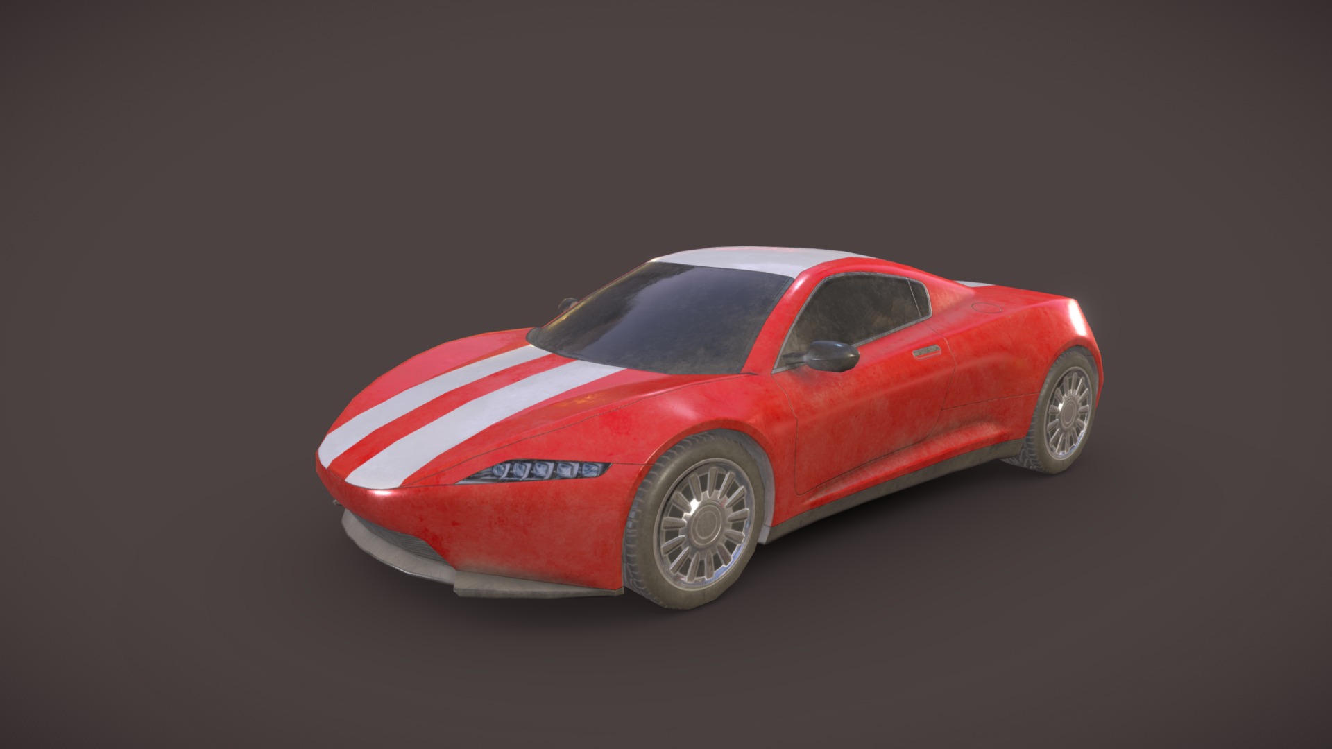 3D model Generic Sport Car Dirty Red - This is a 3D model of the Generic Sport Car Dirty Red. The 3D model is about a red and white toy car.