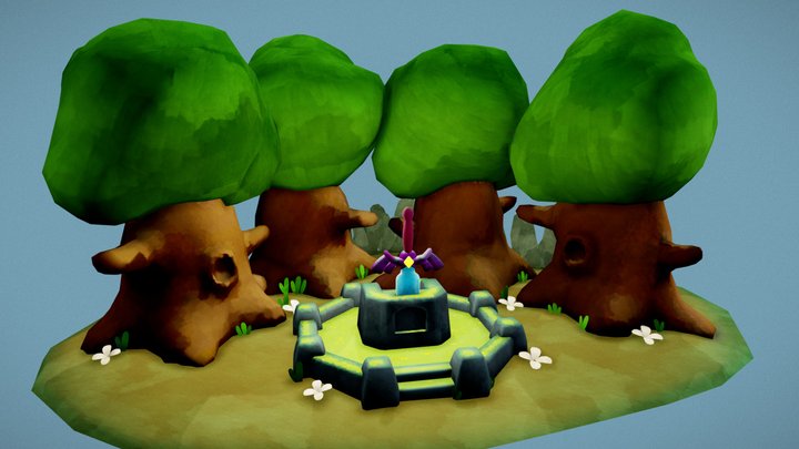 Stylized forest game environment (LowPoly) 3D Model