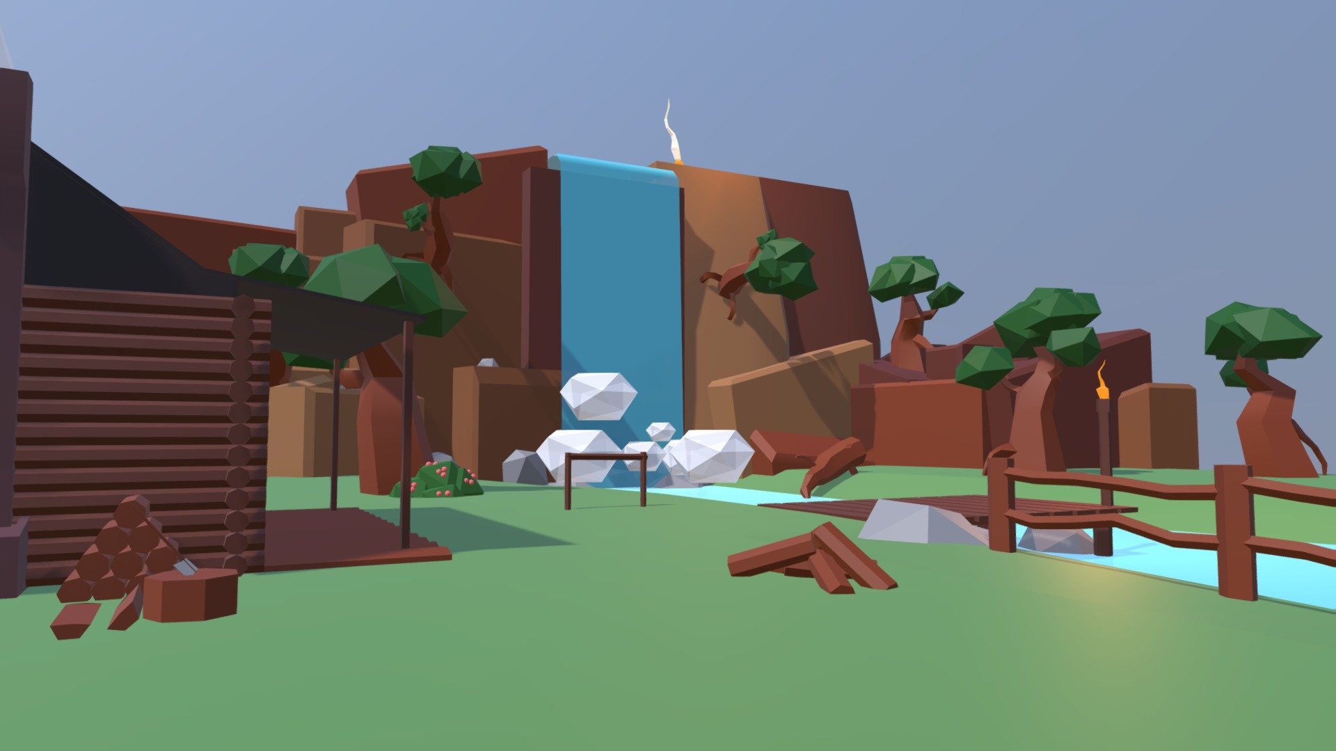 Mountain Scenario Low Poly