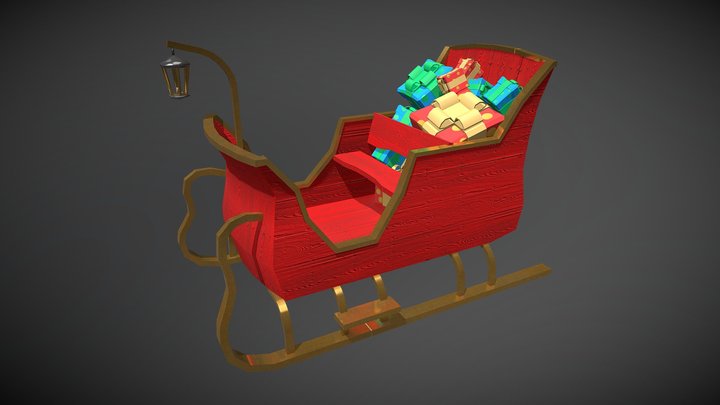 Santa Sled low poly model 3D Model