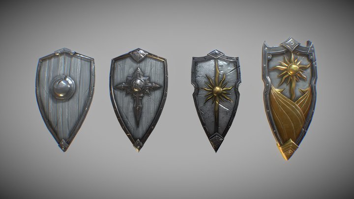 Fantasy Big Shields 3D Model