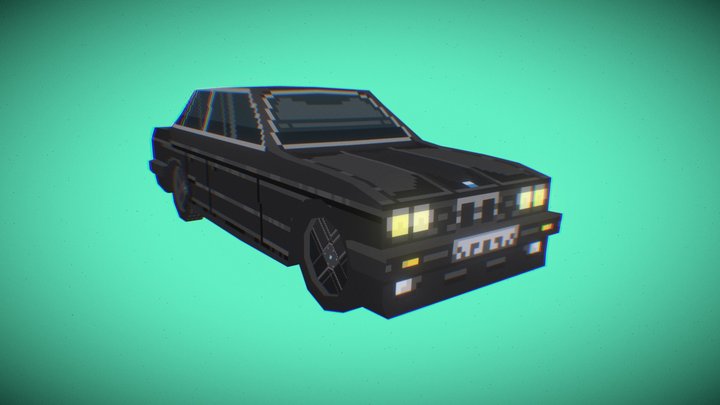 BMW E30 Low Poly Pixel Art 3D Model