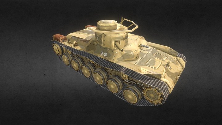 Japanese Tank Lowpoly 3D Model