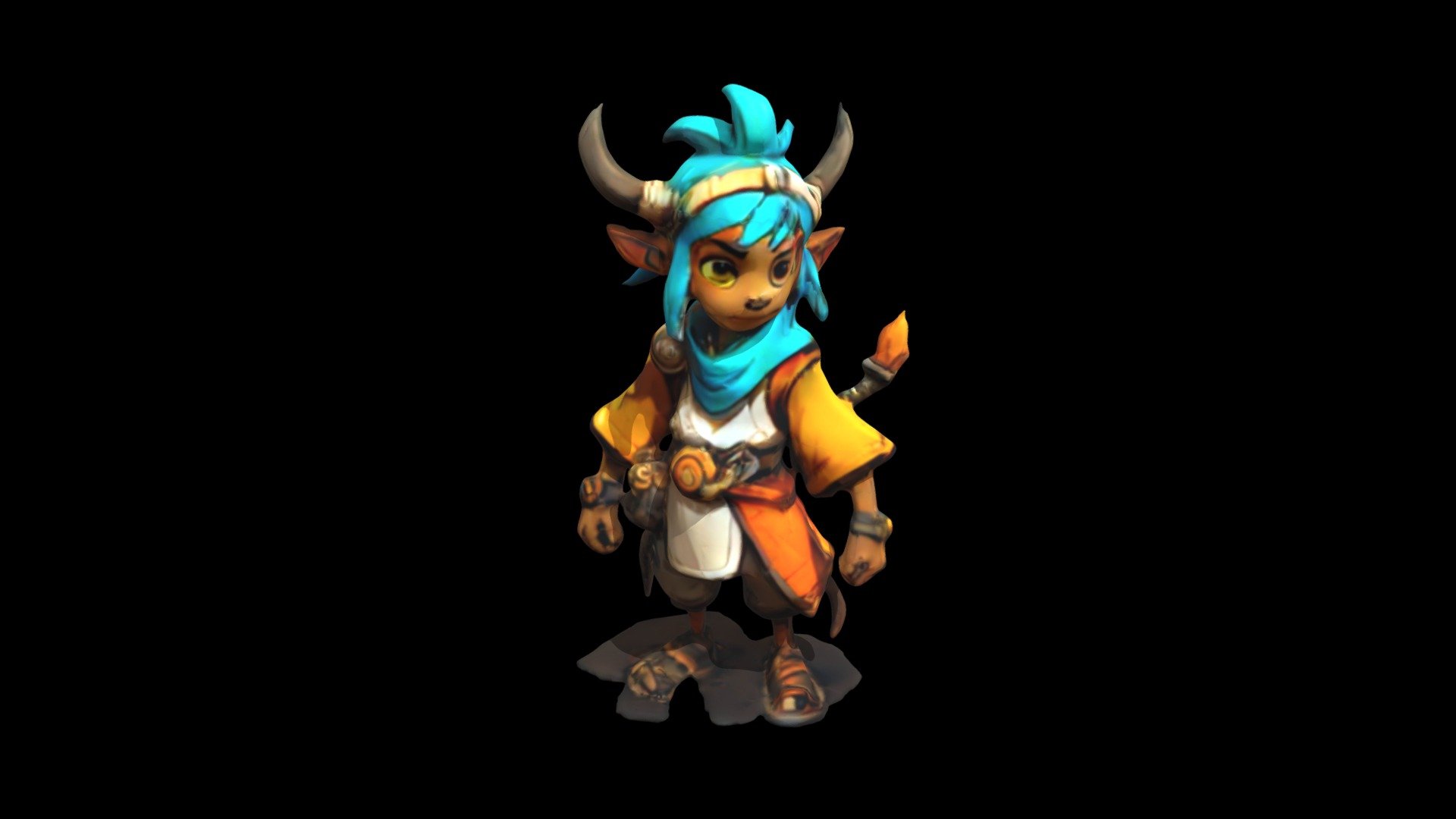 a cartoon character with horns and blue hair - Download Free 3D model ...