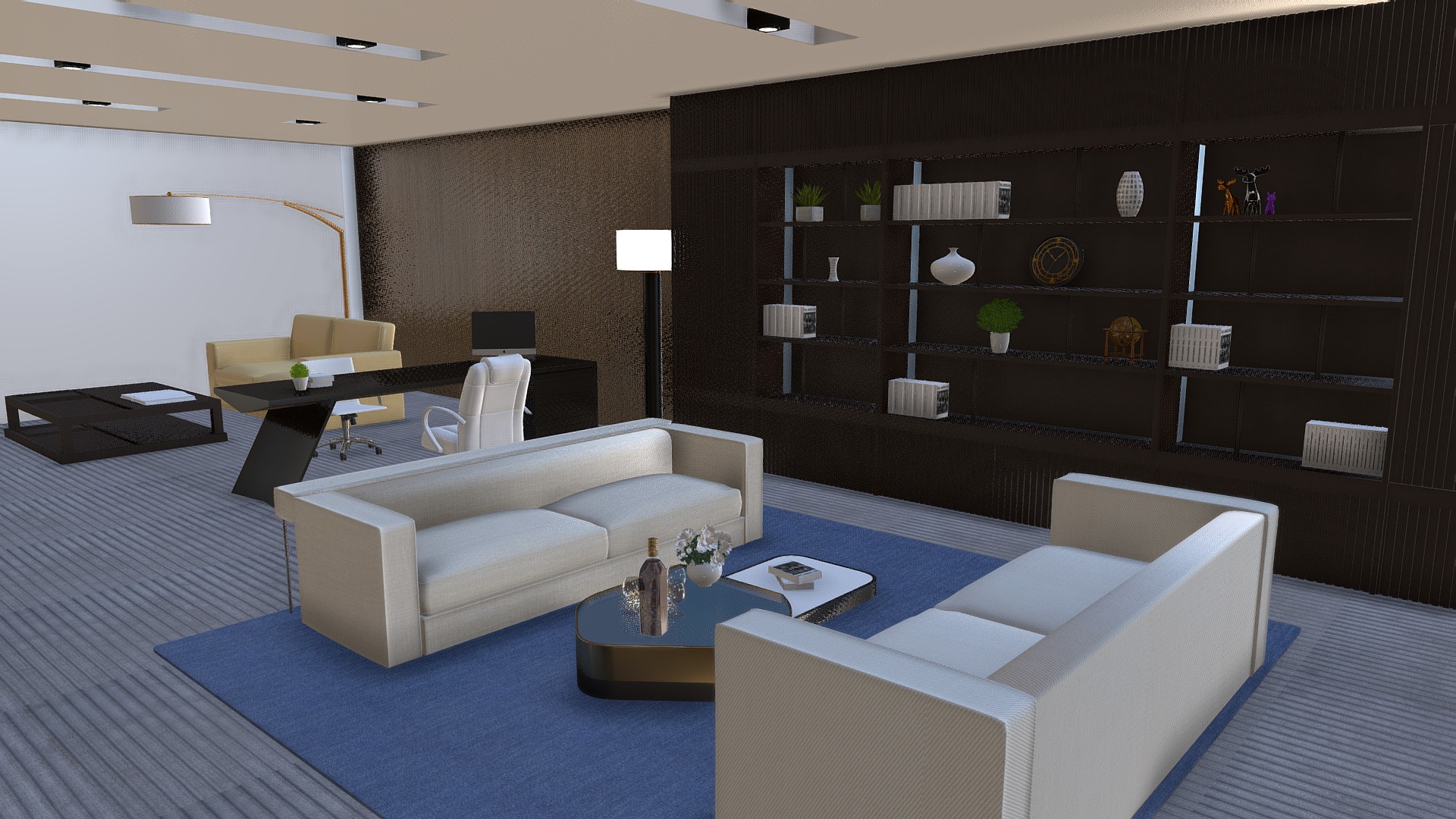 3D model Office with Resting place(1) - This is a 3D model of the Office with Resting place(1). The 3D model is about a room with a couch and a table.