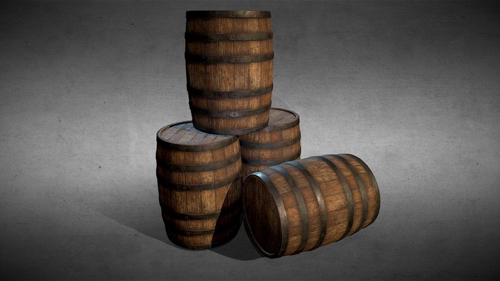 Barrel - Game Ready with LODs 3D Model