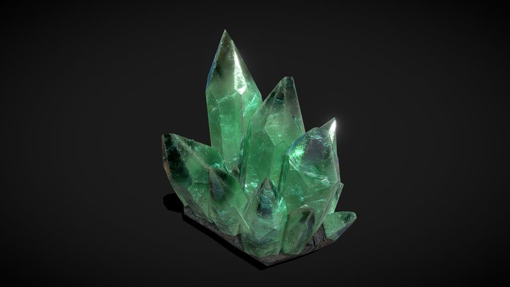 Green Crystal / Ghost quartz - low poly 3D Model