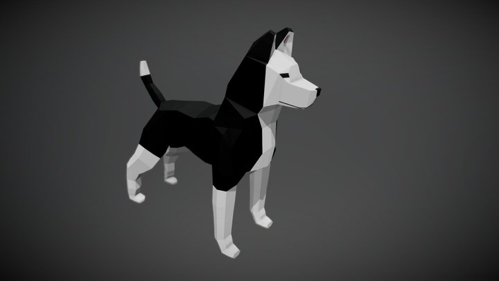 Low poly Husky Woofer 3D Model
