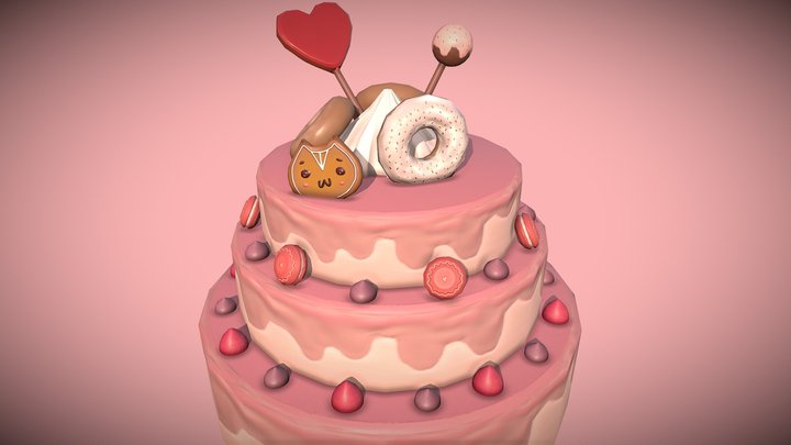 Low Poly Cake 3D Model