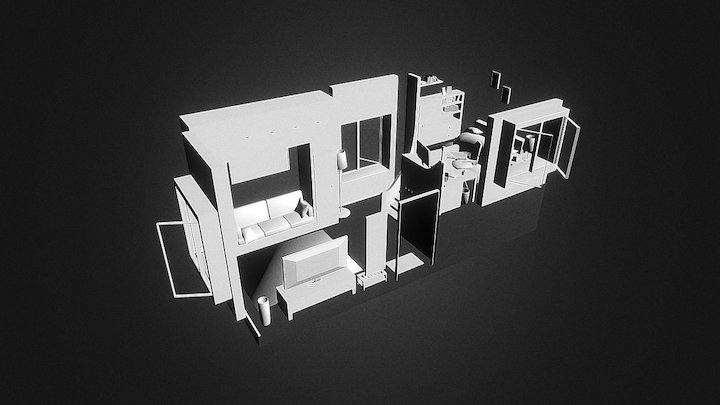 Bedroom + Study 3D Model