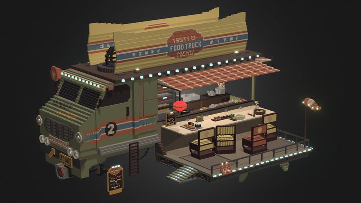 Flying Food Truck 3D Model