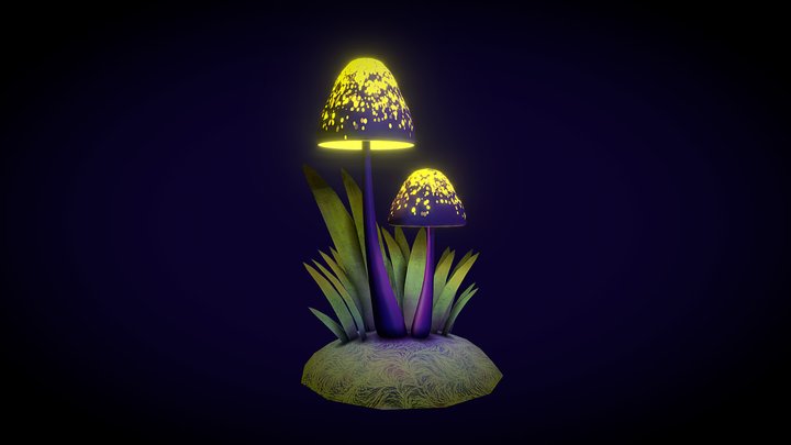 Glowy Mushrooms 3D Model