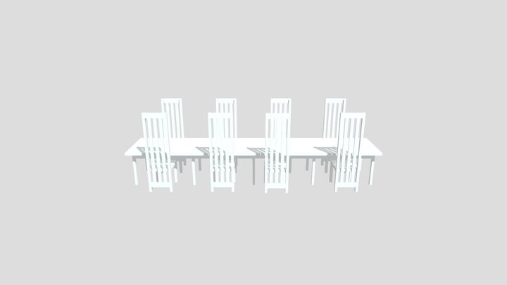 High-backed chairs & Tableset_001_fetiz.works 3D Model