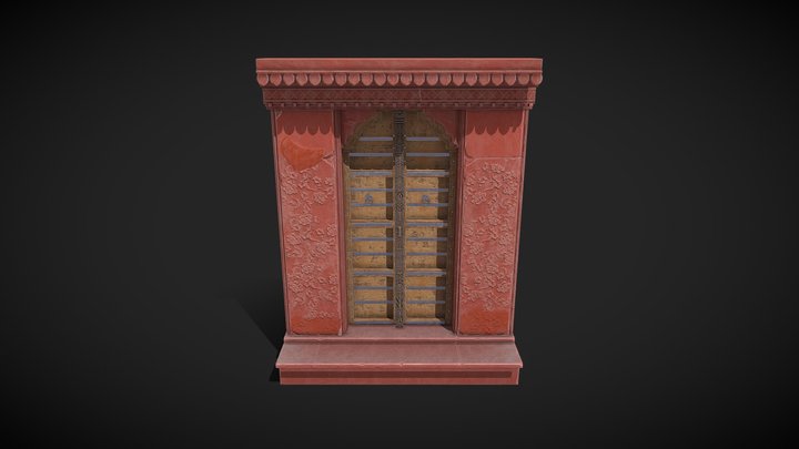 Ornate Wooden Door 3D Model