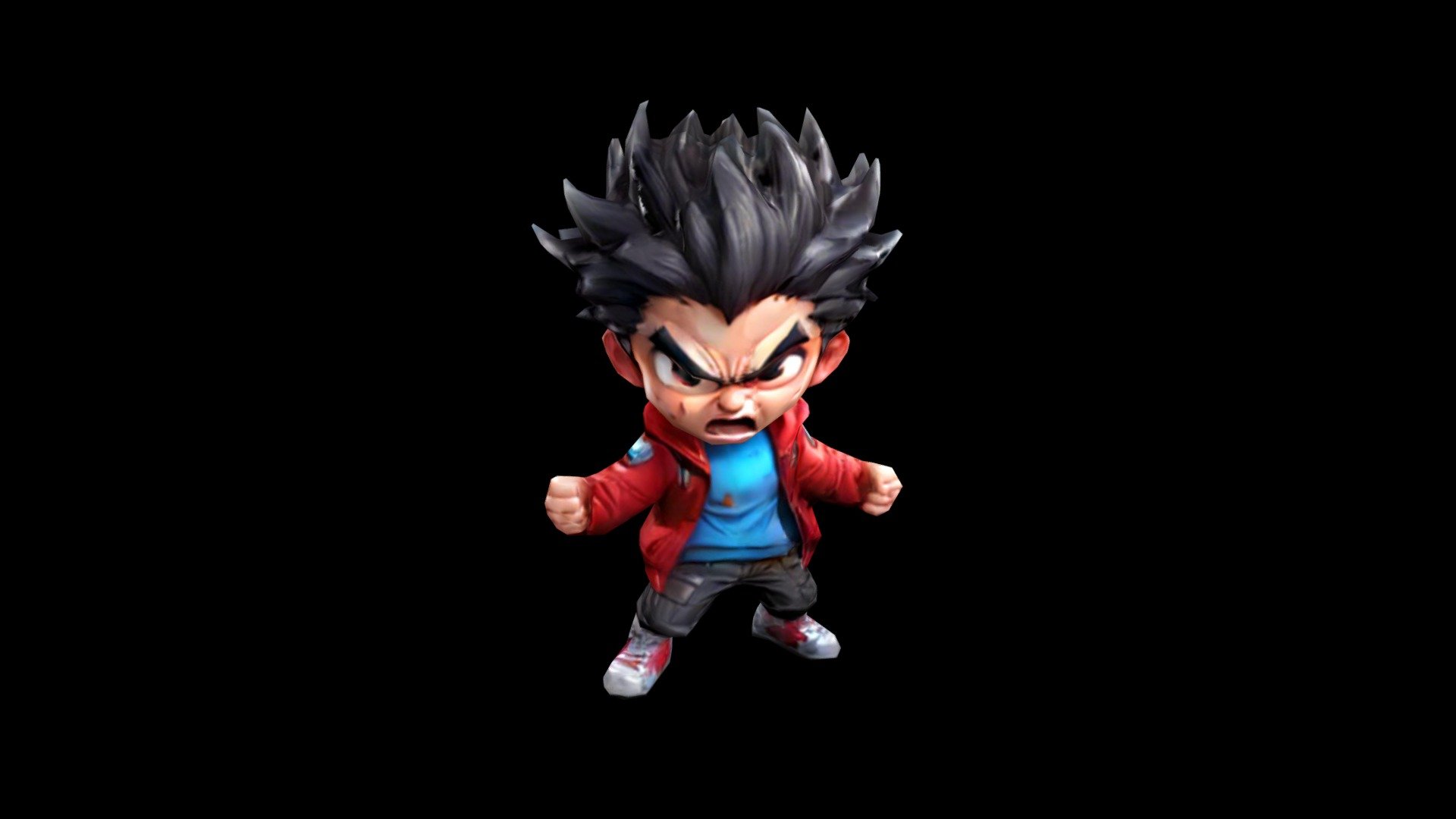 "Fierce Cartoon Boy with Spiky Hair in Red Jacke - Download Free 3D ...
