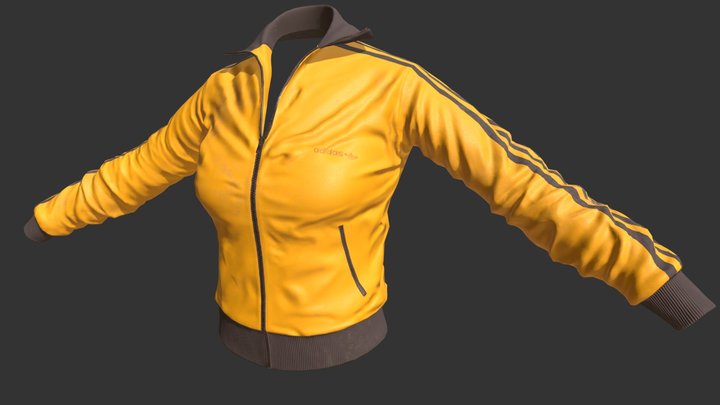 Vintage Yellow Tracksuit Jacket 3D Model