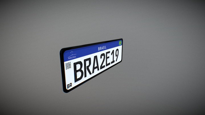 Placa Mercosul Brasil | Brazilian License Plate 3D Model