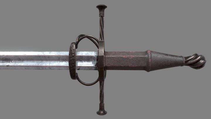 German bastard sword 16th century 3D Model