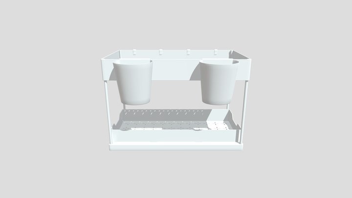 2-Tier Plastic Sliding Storage Organizer Rack 3D Model
