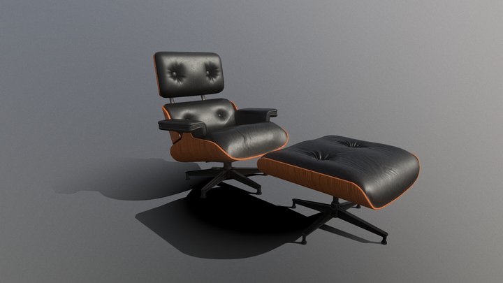 Free Mid-poly Eames Chair Modelled with Blender 3D Model