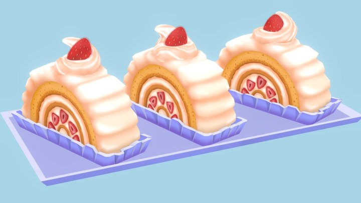 Strawberry Cake Roll 3D Model