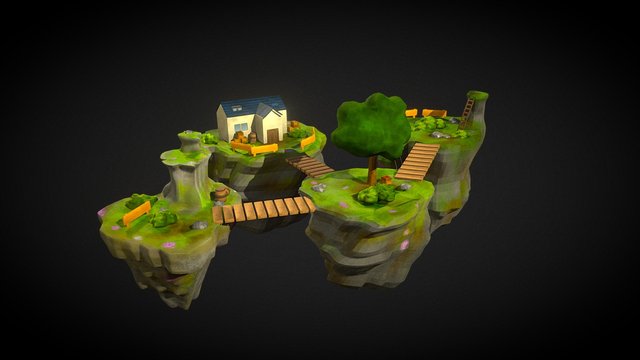 Floating Village 3D Model