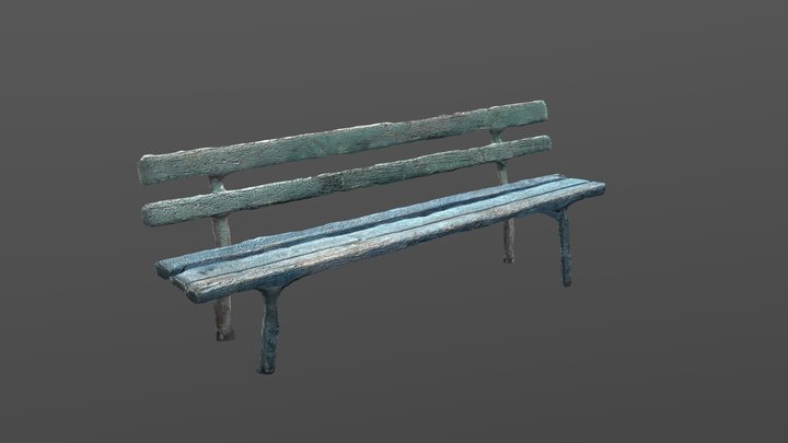 Old painted bench 3D Model