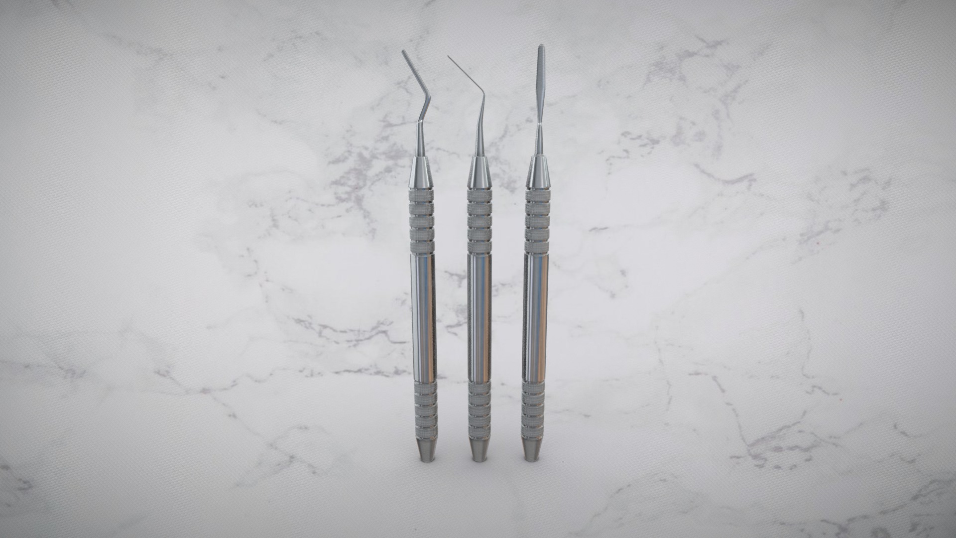 3D model Periotome Medical Dental Tool Trio Set - This is a 3D model of the Periotome Medical Dental Tool Trio Set. The 3D model is about a group of metal rods in the snow.
