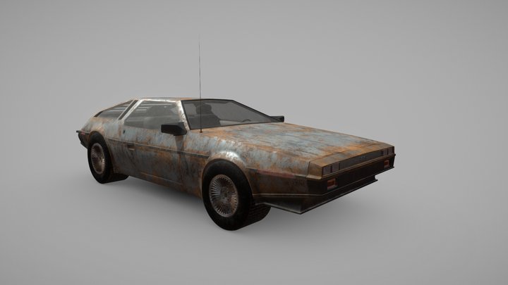 Abandoned Car Delorean 3D Model