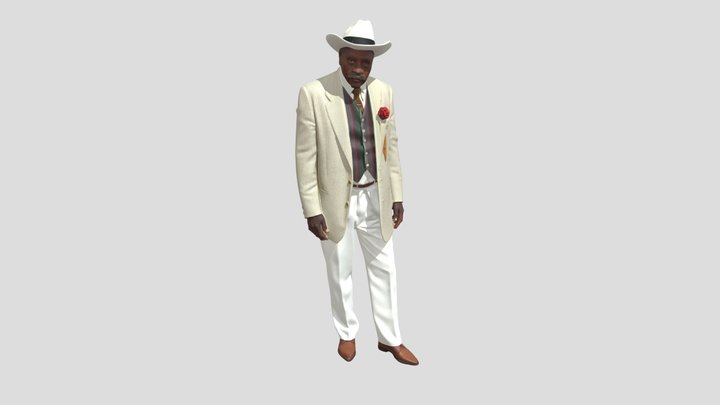Cream-Suited Gentleman in a Cowboy Hat – Free 3D Model STL