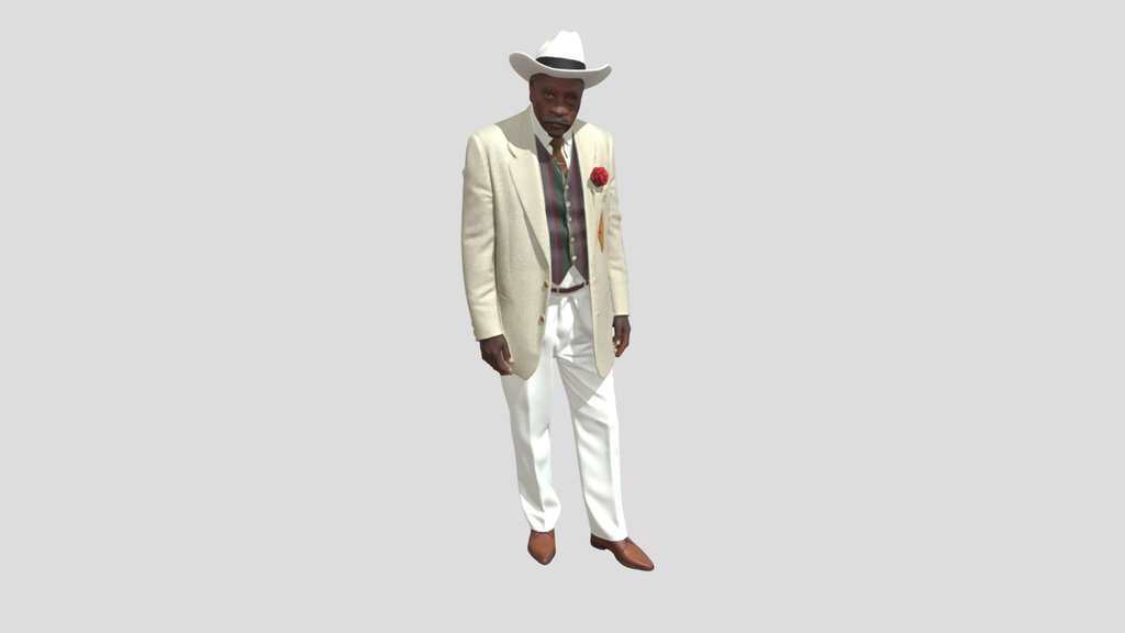 Cream-Suited Gentleman in a Cowboy Hat