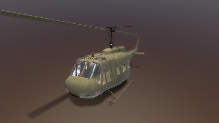 UH-1D Textured 3D Model