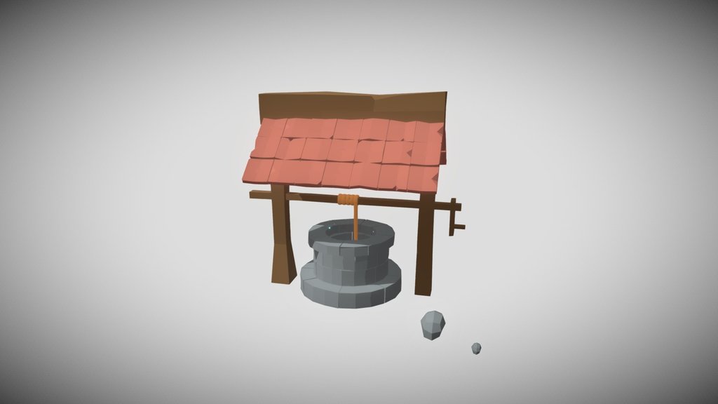 Low-Poly Village Well Asset