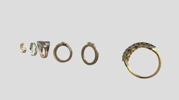 collection of jewelry designs 3D Model