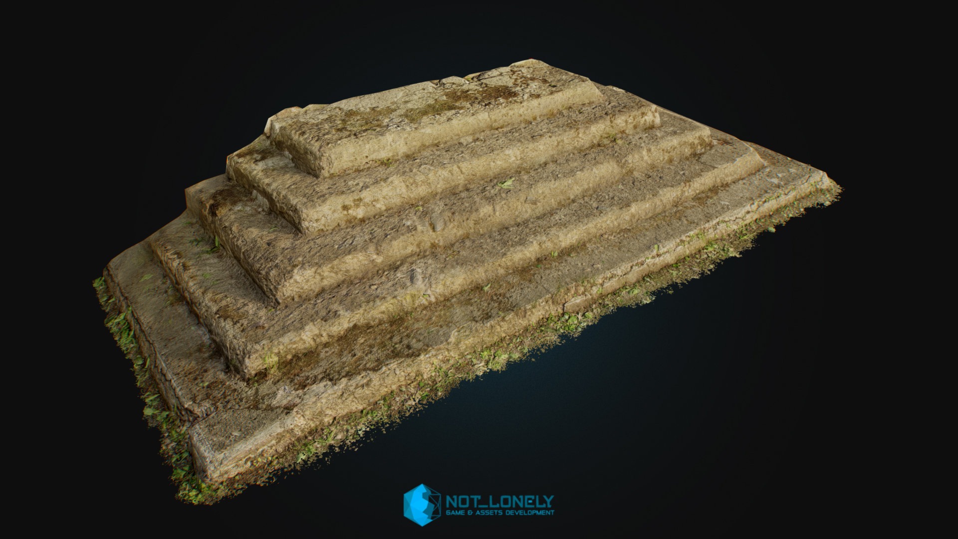 3D model Concrete Stairs / Lowpoly 3D-scan - This is a 3D model of the Concrete Stairs / Lowpoly 3D-scan. The 3D model is about a brown stone with a black background.
