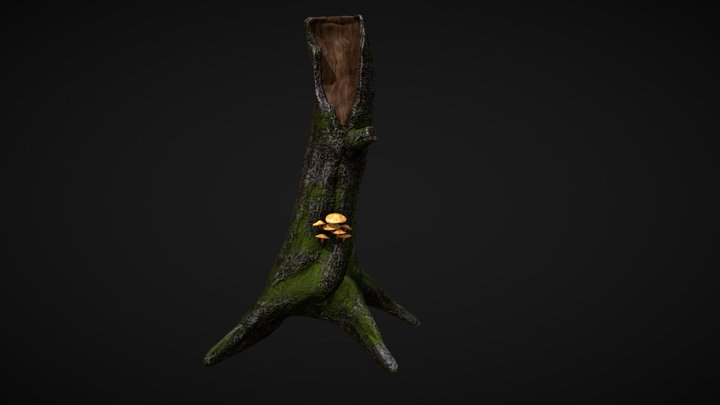 Dead Tree with Mushroom 3D Model