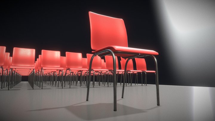 Red Plastic Chair (Low-Poly Version) 3D Model