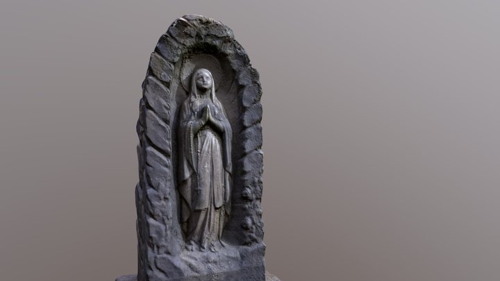 Carving of the Virgin Mary gravestone 3D Model