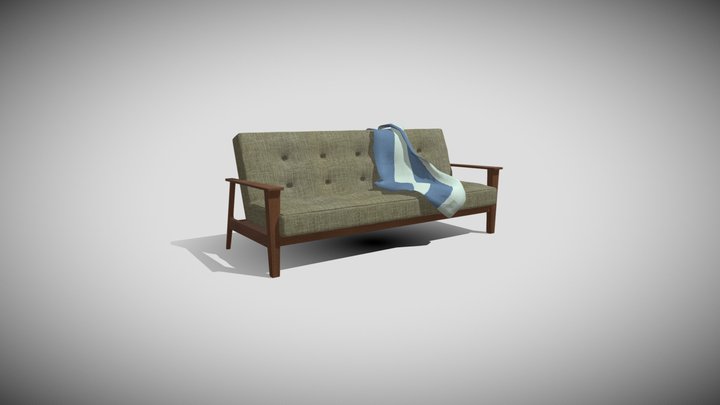 Sofa with blanket 3D Model