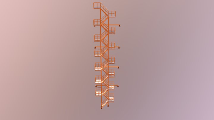 лестница 2 стойки 3D Model