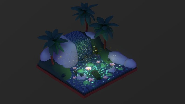 Mini-scene of an exotic swamp 3D Model