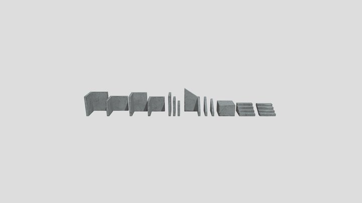 Modular Concrete Stairs 3D Model