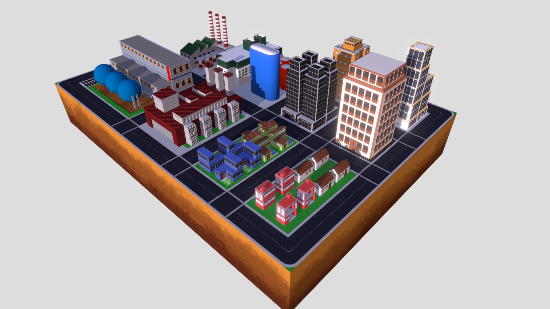 3D model Lowpolitis city - This is a 3D model of the Lowpolitis city. The 3D model is about engineering drawing.