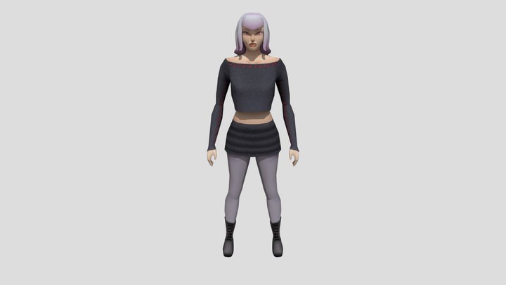 Pink Haired Woman 3D Model