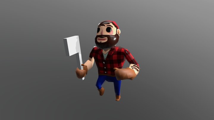 Very Low Poly Lumberjack 3D Model
