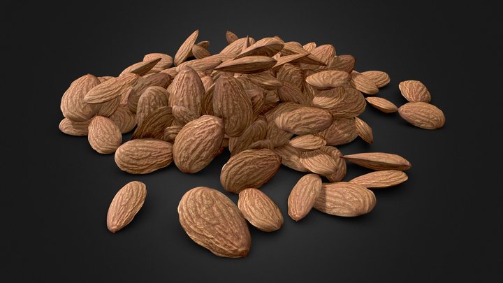 Almond Unshelled Lowpoly 3D Model