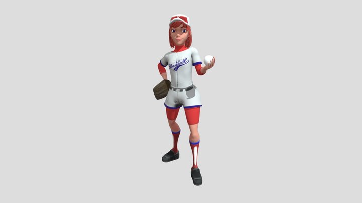 girl baseball pitcher 3D Model