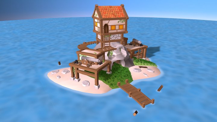 Skull Island - Pirate Outpost 3D Model